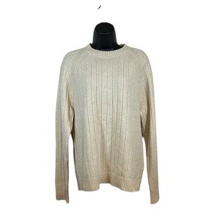 Banana Republic Italian Yarn Crewneck Ribbed Knit Sweater in Oatmeal Sz M